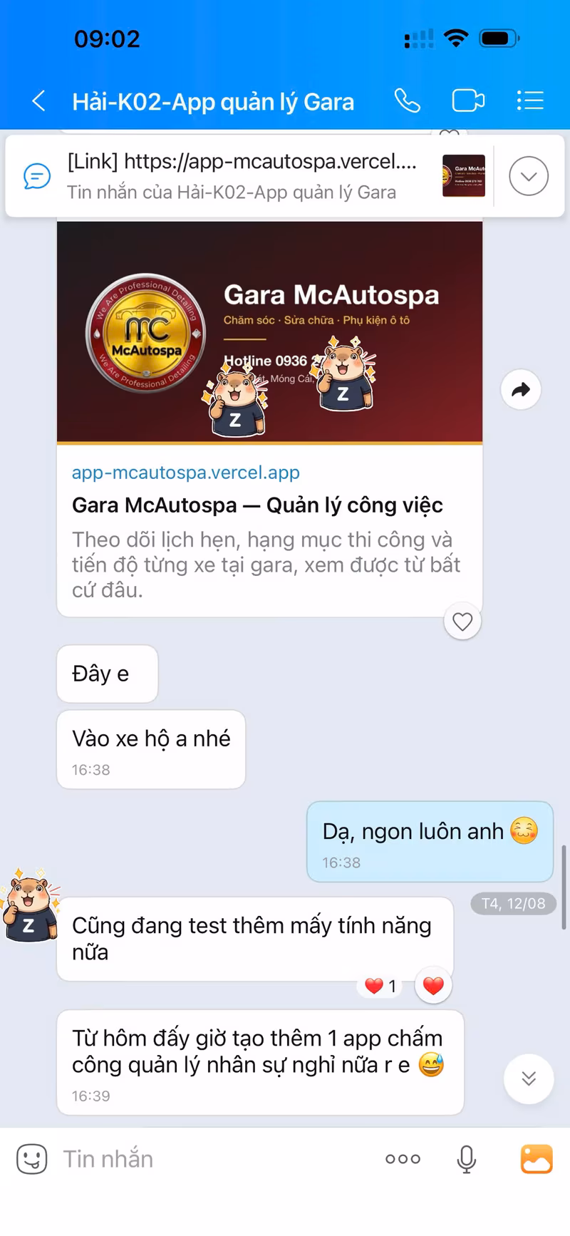 App quản lý nhân sự do anh Hải tự dựng sau 1 tuần học